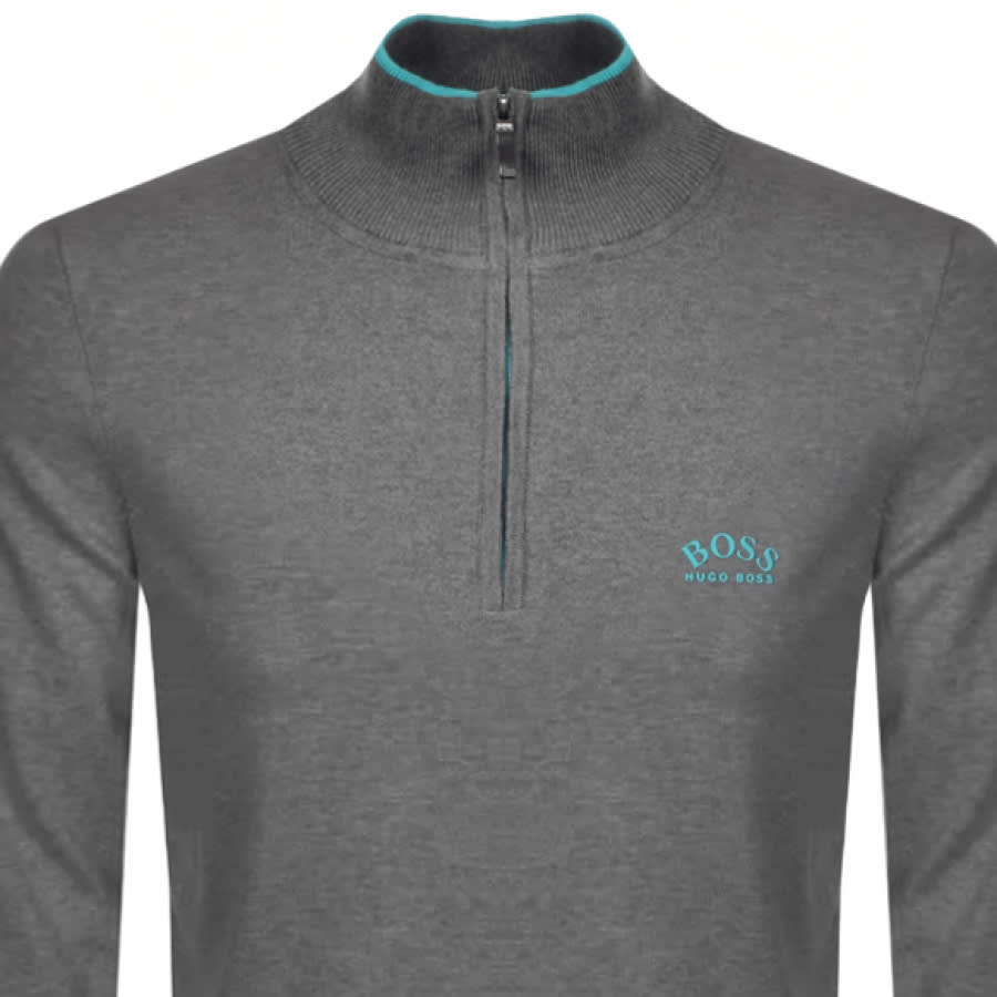 Alternative Image for ProductBOSS Ziston Half Zip Knitted Jumper Grey2